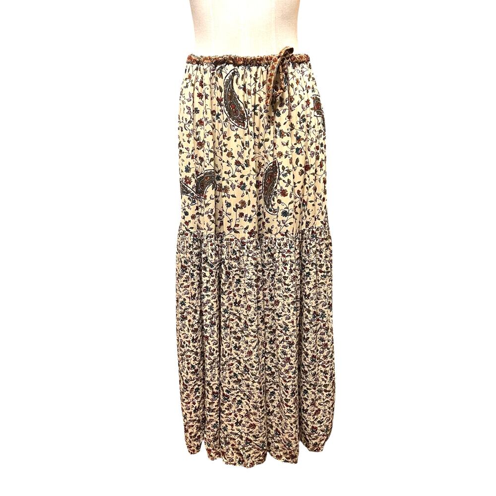 Vintage 90s Cottagecore Floral Paisley Laundry by Shelli Segal Maxi Skirt Sz P